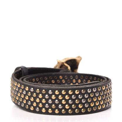 Gucci Calfskin Studded Feline Belt 90 36 Black 3 of 6