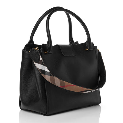 Burberry Soft Grain Calfskin Medium Buckle Tote Black 2 of 4