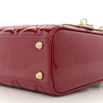 Christian Dior Patent Cannage Mini Lady Dior Red 9 of 11