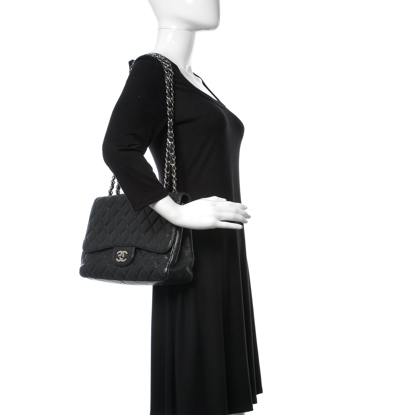 Caviar Quilted Jumbo Single Flap Black