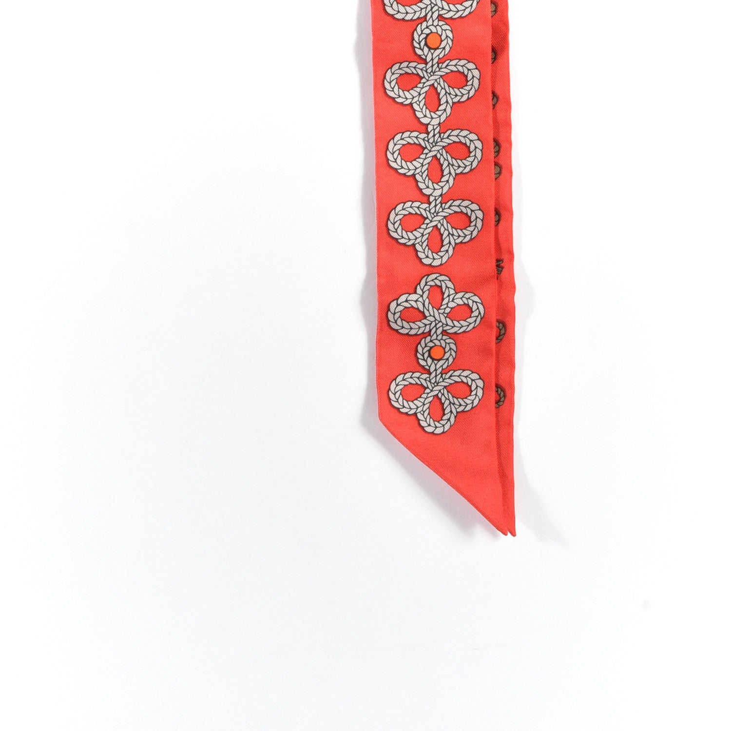 Hermes Silk Galons Et Brandebourg Twilly Rouge Bronze Mastic 3 of 4