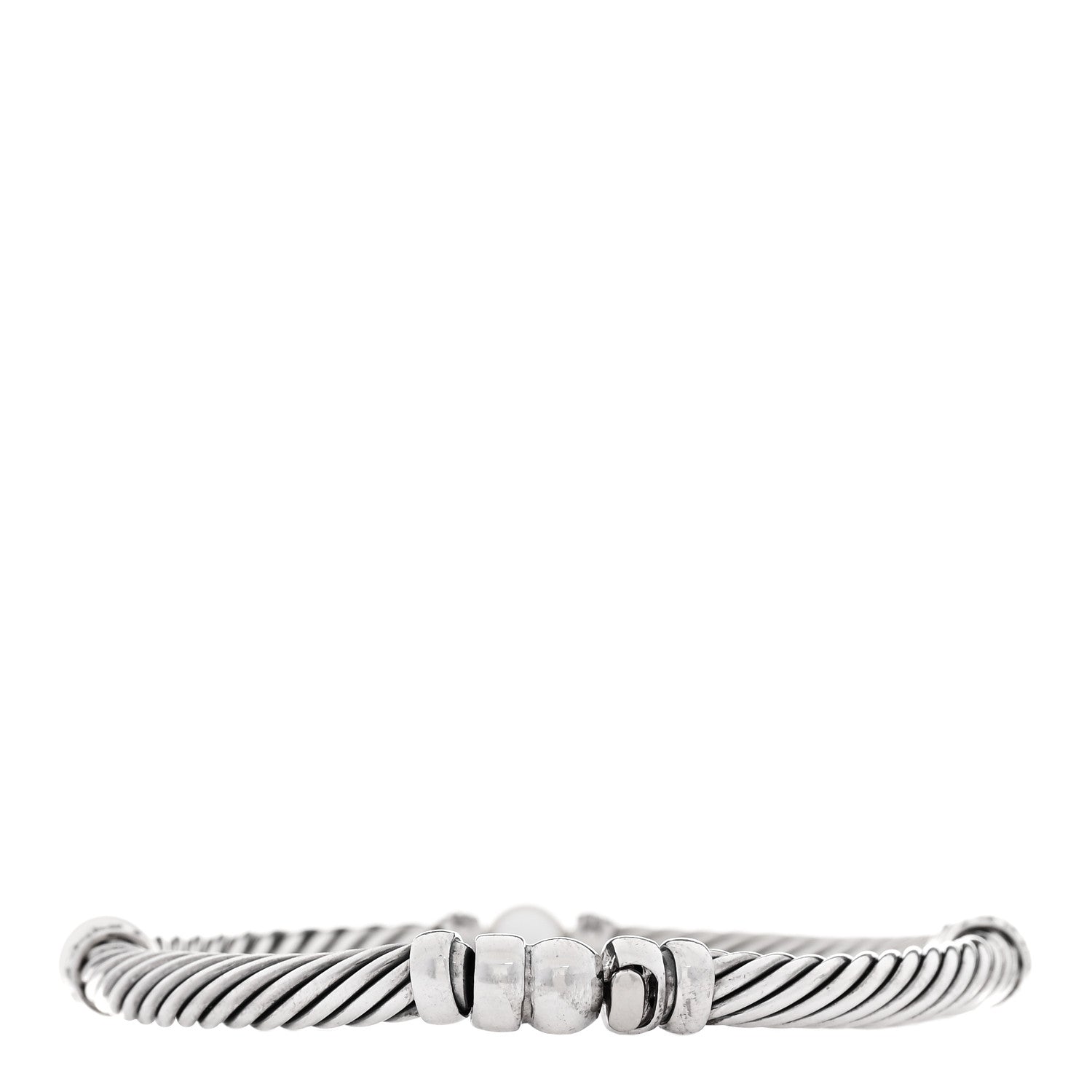 David Yurman Sterling Silver Diamond Cultured Pearl Metro Link Bracelet 2 of 3