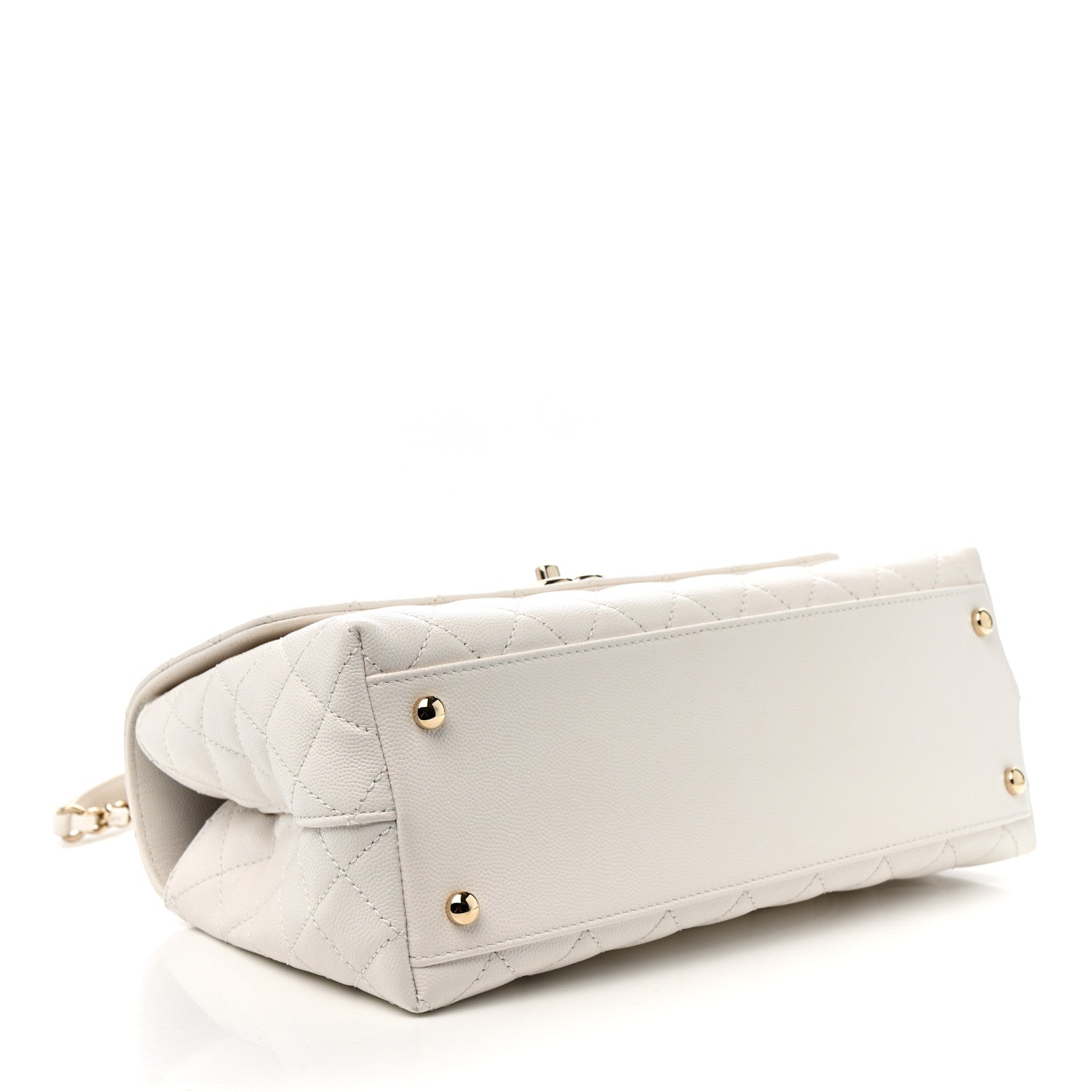 Chanel Caviar Quilted Small Coco Handle Flap White 4 of 11