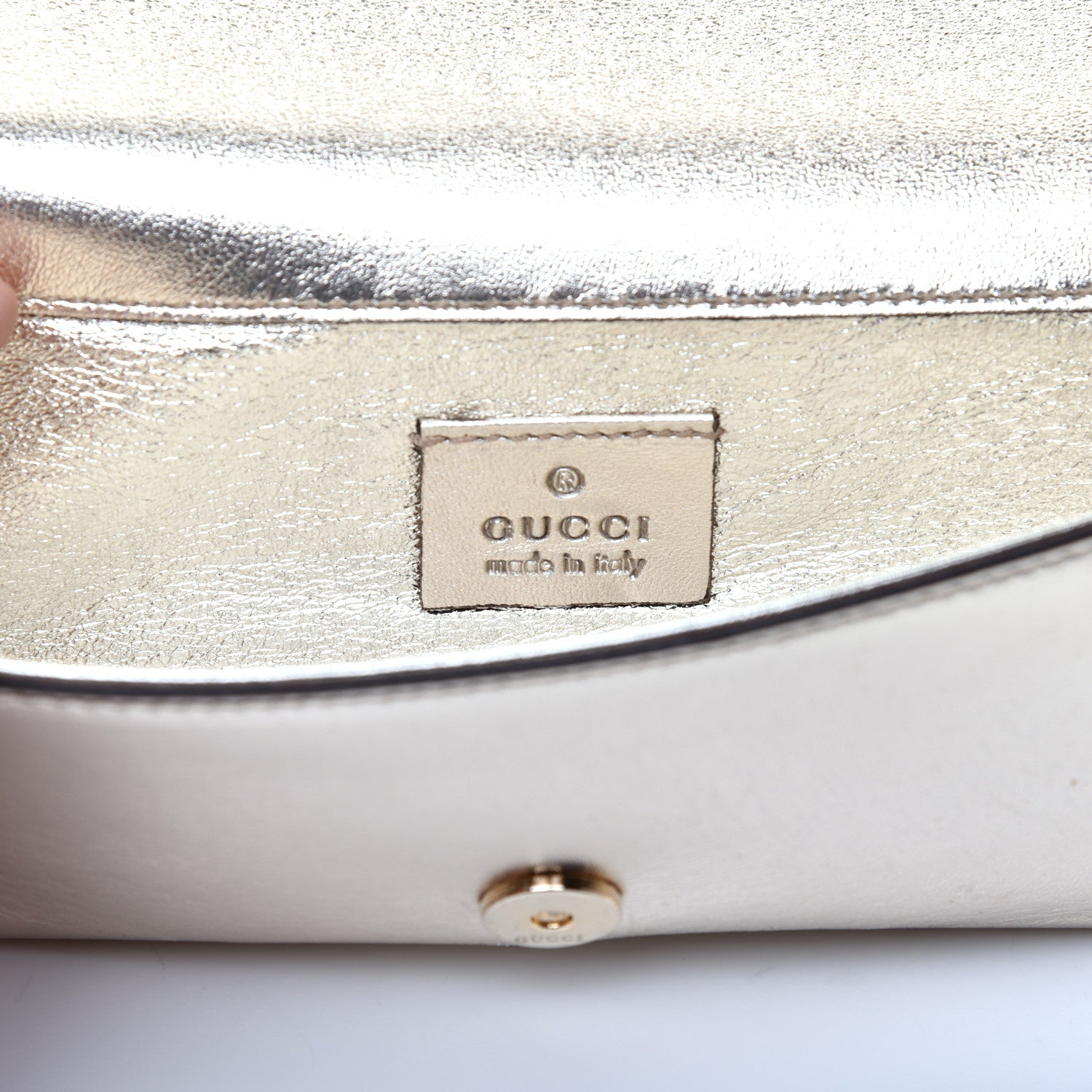 Gucci Metallic Calfskin Romy Clutch Silver 6 of 11