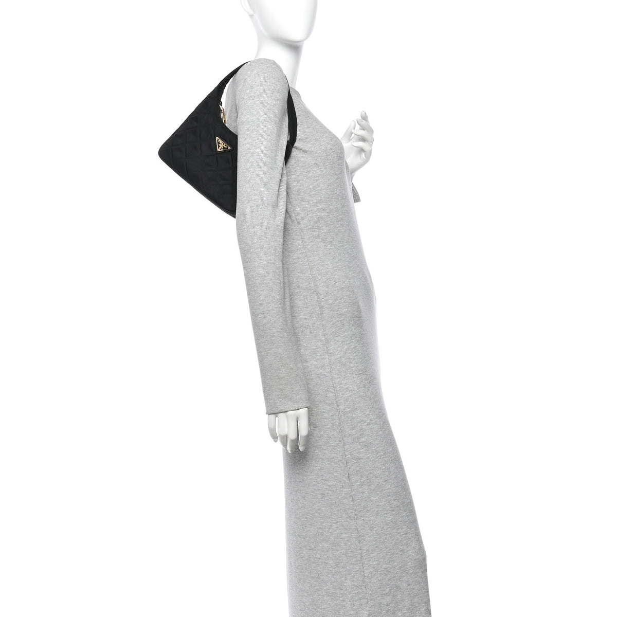 Tessuto Nylon Stitched Shoulder Bag Black