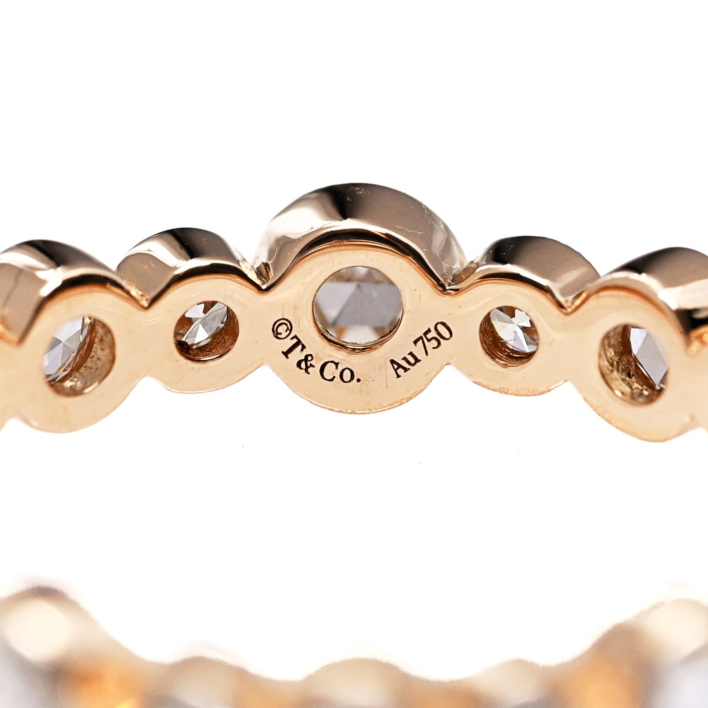 18K Rose Gold Diamond Narrow Cobblestone Band Ring 50 5.25