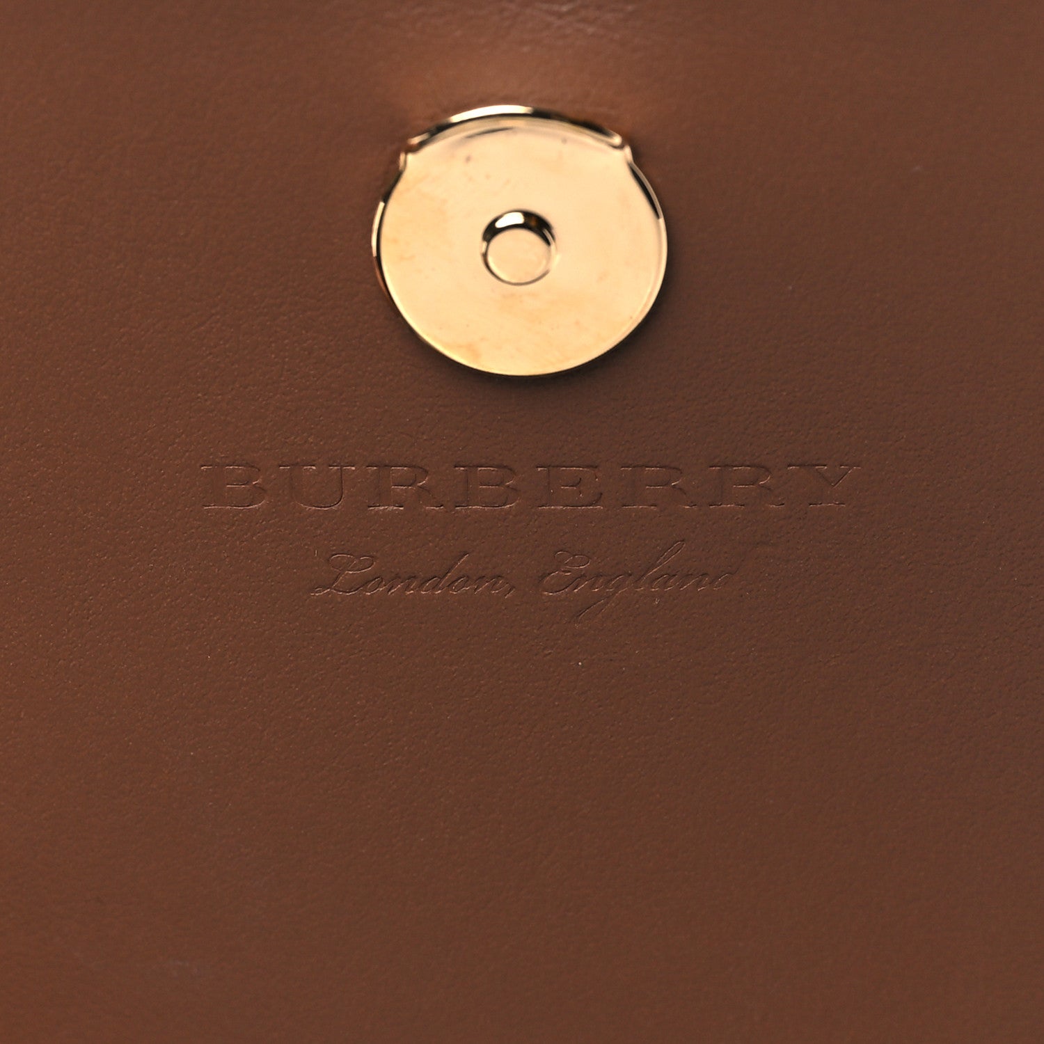 Burberry Grained Calfskin House Check Tartan Mix Hampshire Wallet On Chain Tan 6 of 10