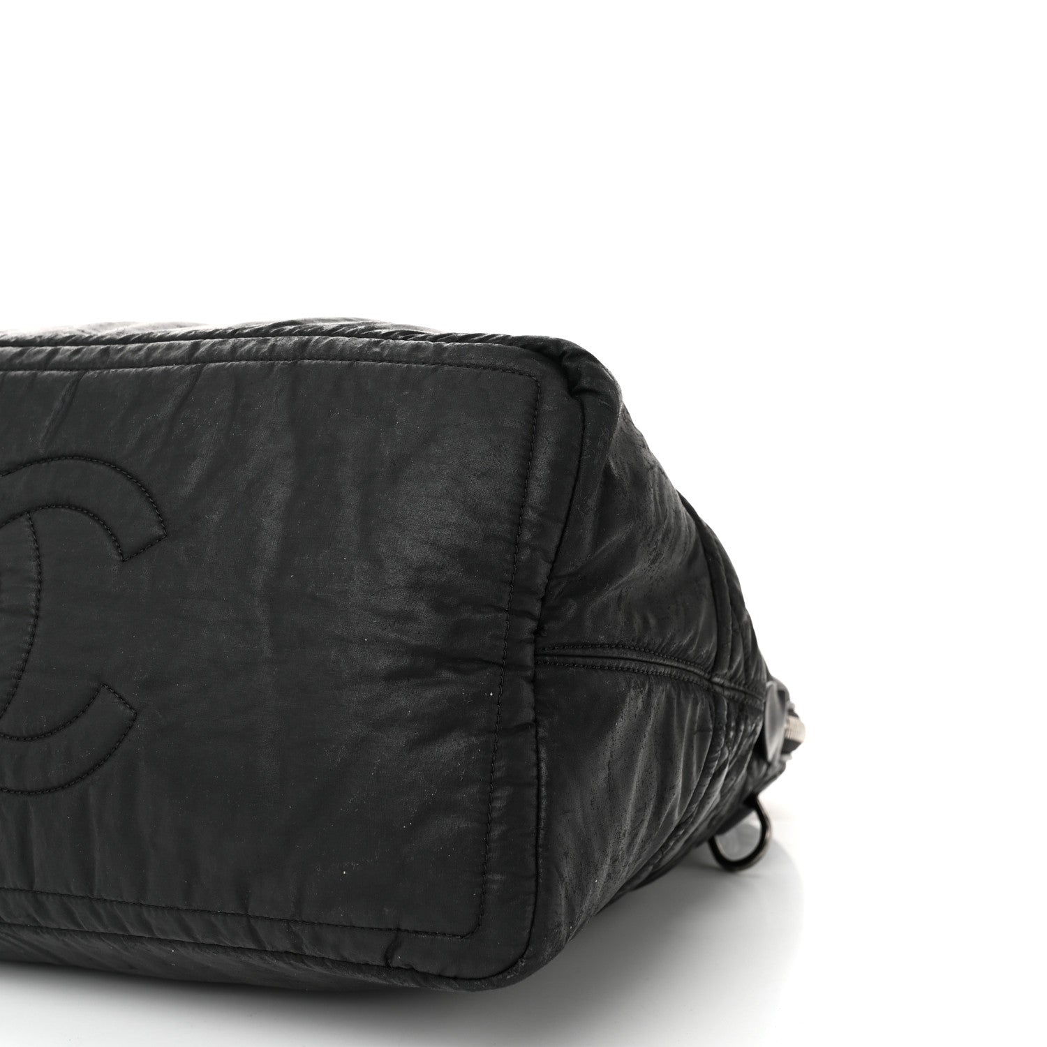 Chanel Coated Canvas Quilted Medium Garment Travel Bag Black 10 of 11