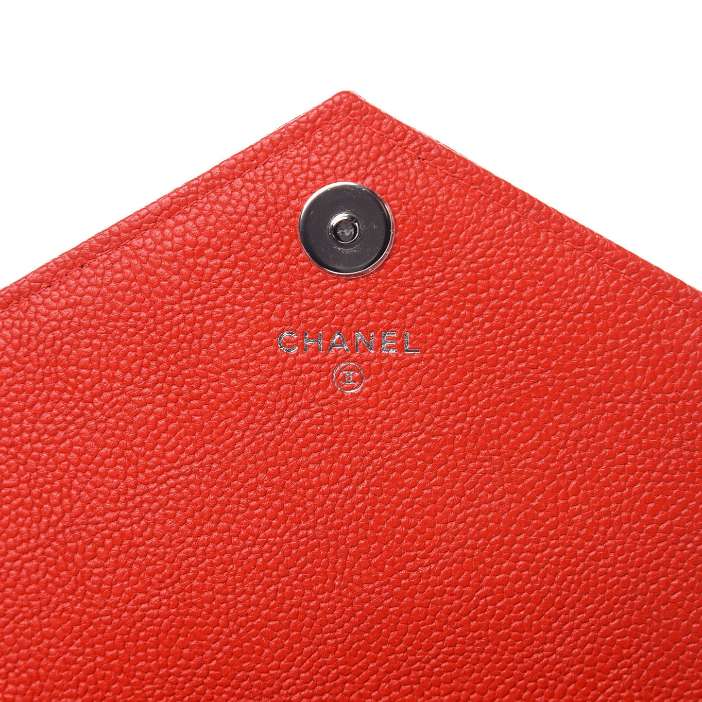 Caviar Chevron Quilted Statement Wallet On Chain WOC Red