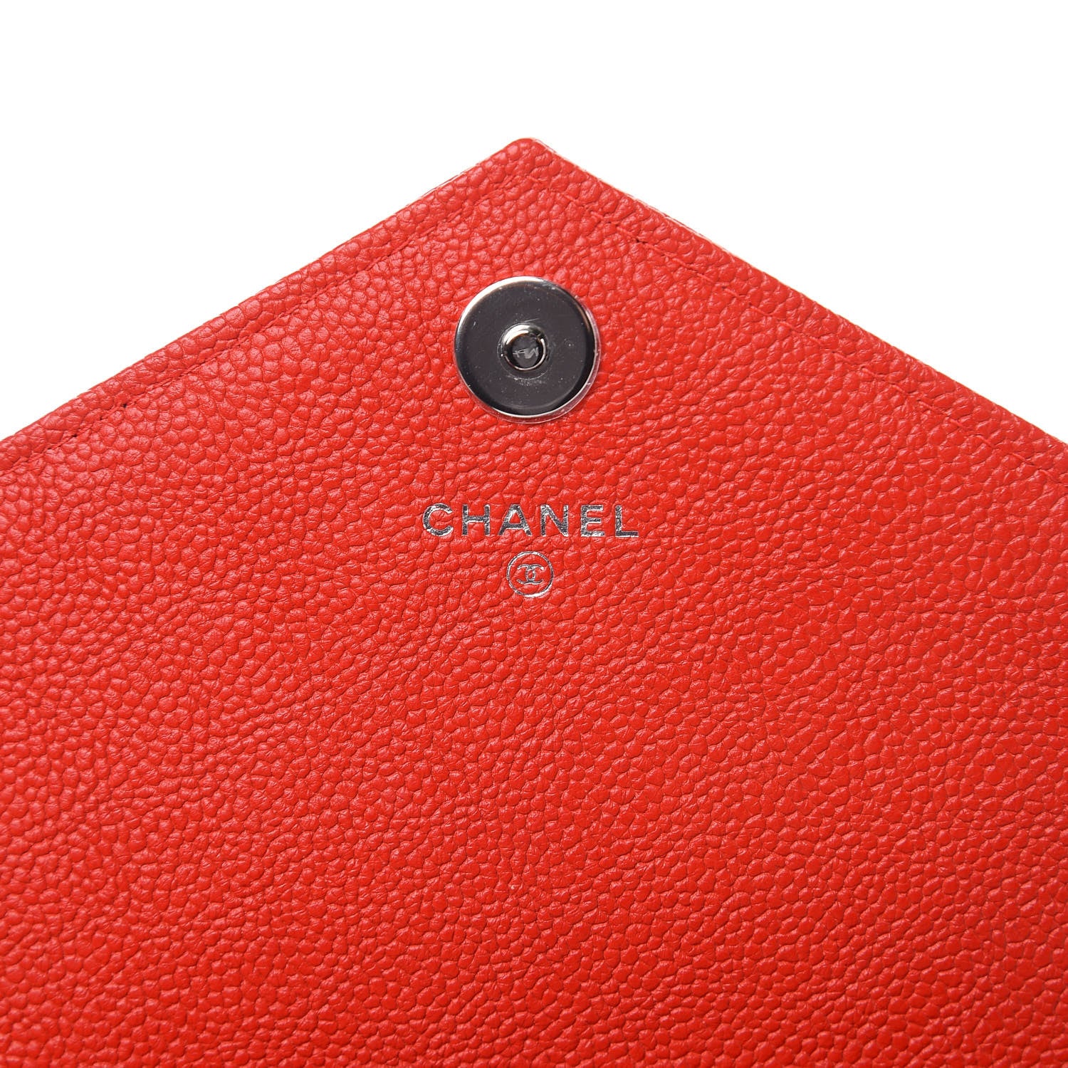 Chanel Caviar Chevron Quilted Statement Wallet On Chain WOC Red 6 of 11