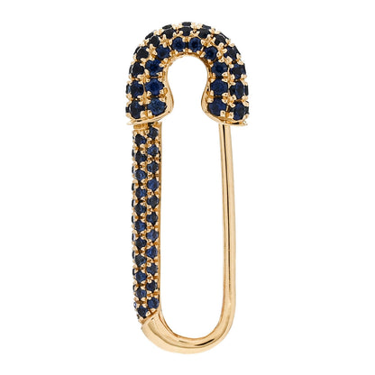 Anita Ko 18K Yellow Gold Blue Sapphire Mini Safety Pin Earring 3 of 4