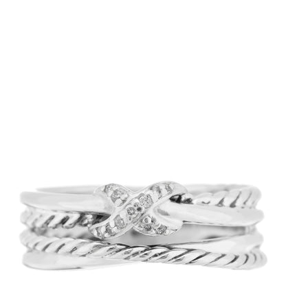 David Yurman Sterling Silver Diamond X Crossover Ring 51 5.75 1 of 4