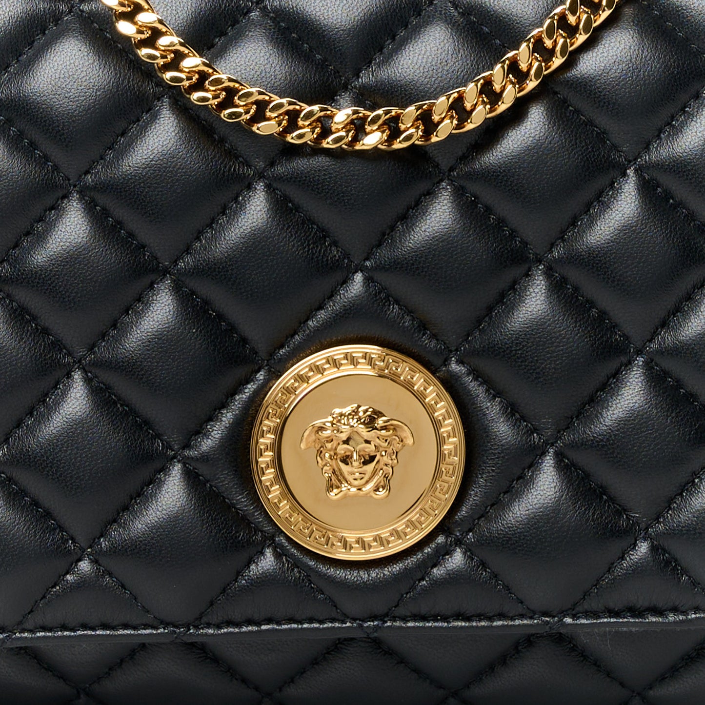 Nappa Quilted La Medusa Chain Crossbody Black