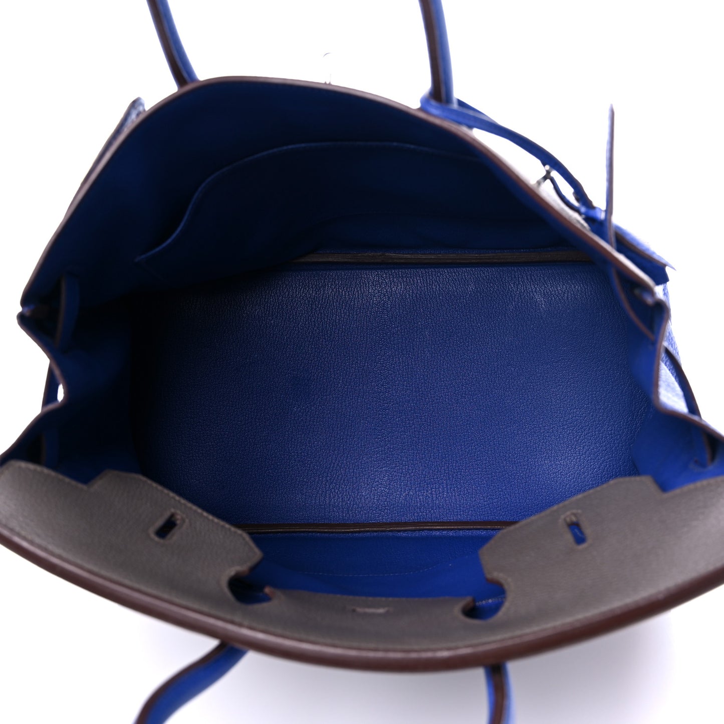 Togo Bi Color Horseshoe Birkin 35 Etain Bleu Electrique