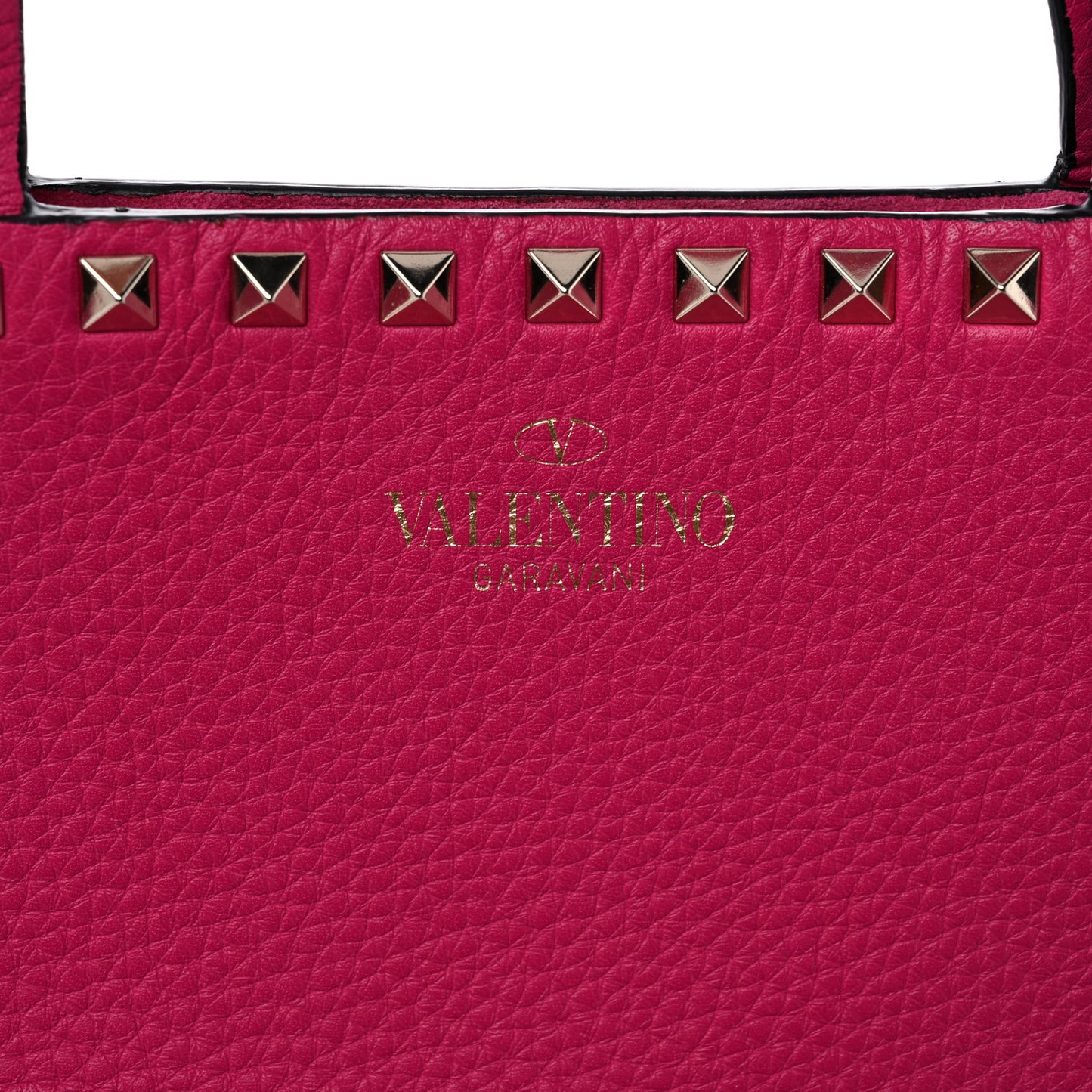 Grained Calfskin Rockstud Shoulder Tote Peony