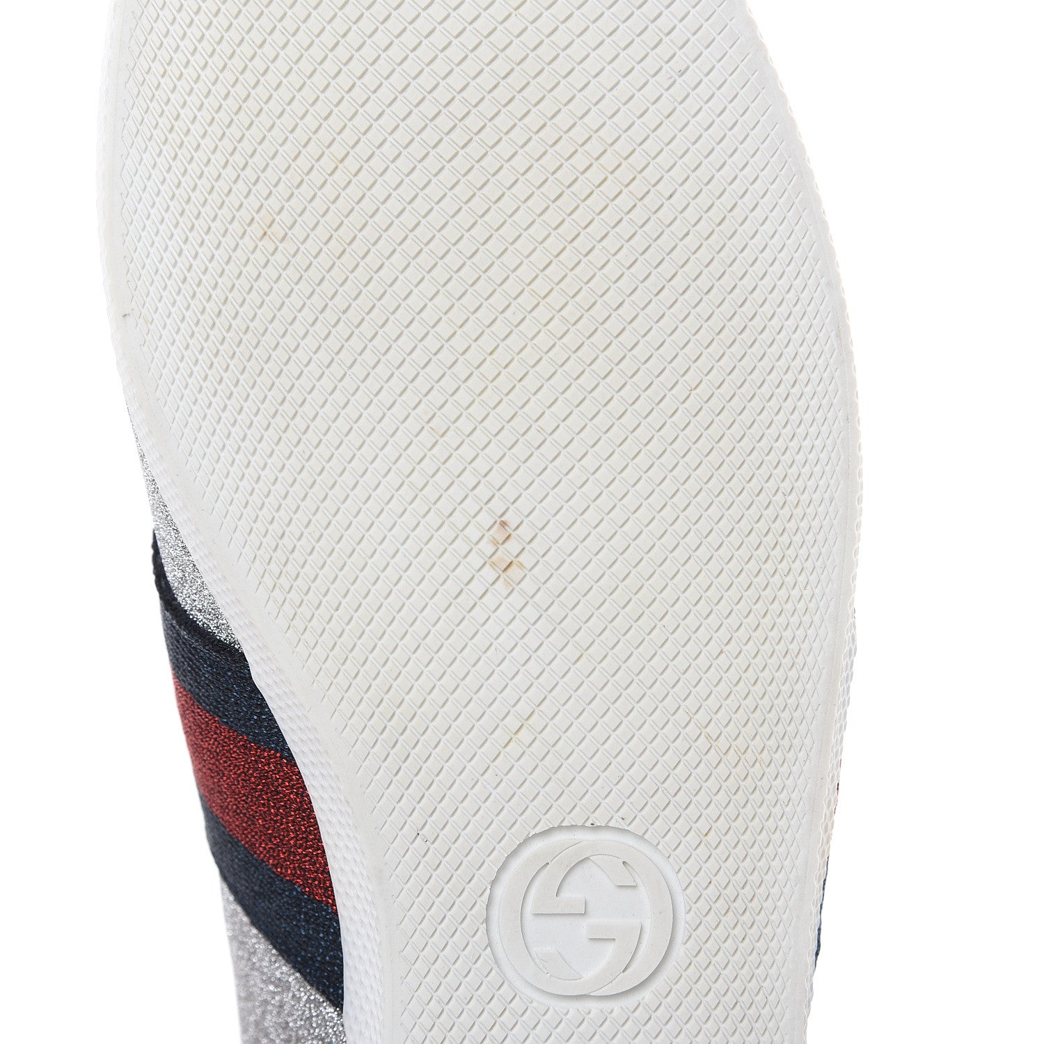 Gucci Glitter Fabric Studded Web Sneakers 38 Silver 8 of 9