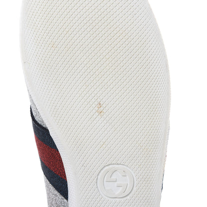 Gucci Glitter Fabric Studded Web Sneakers 38 Silver 8 of 9