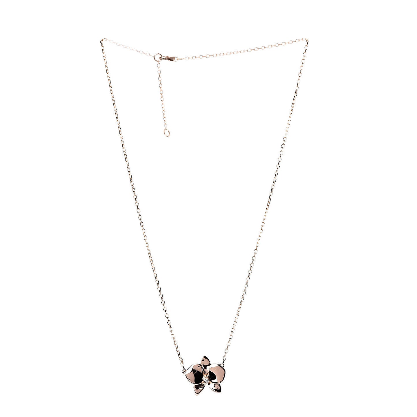 18K Pink Gold Diamond Caresse D'Orchidees Par Necklace