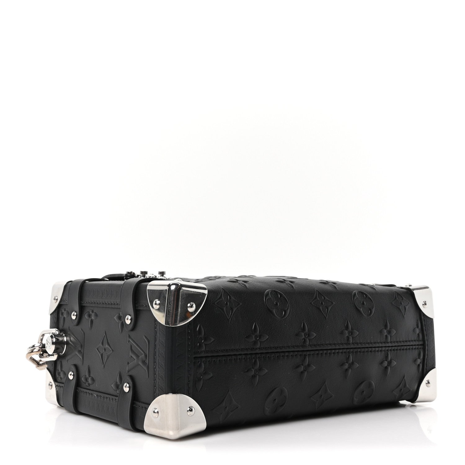 Louis Vuitton Calfskin Debossed Monogram Side Trunk Black 4 of 9