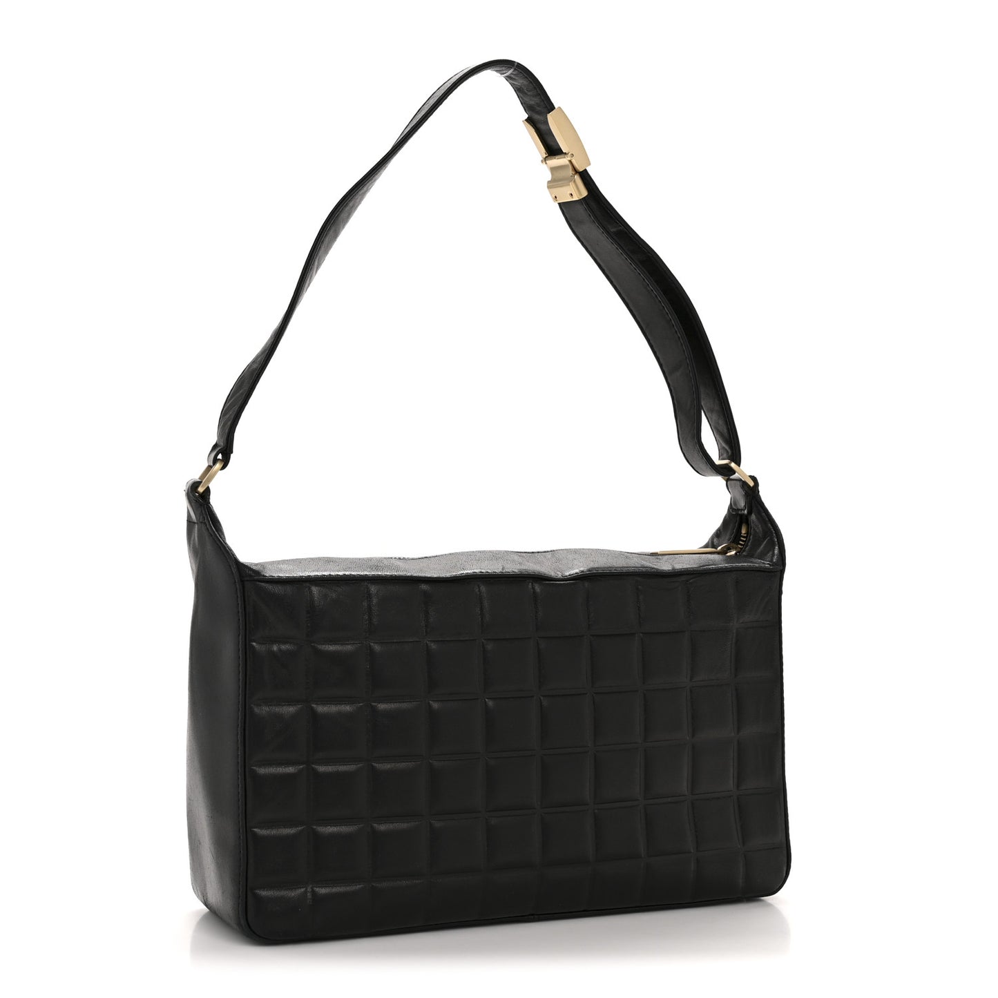 Lambskin Quilted Medium Chocolate Bar Shoulder Bag Black