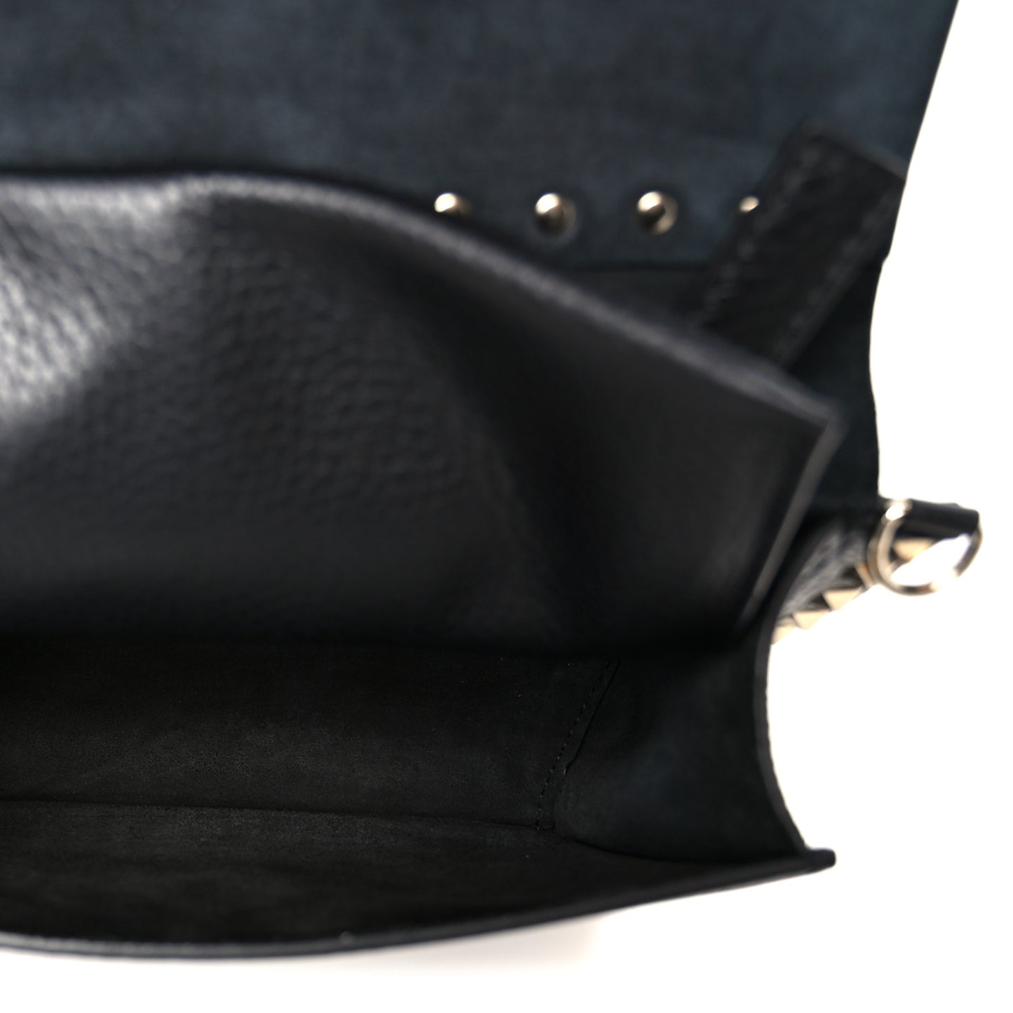 Grainy Calfskin Rockstud Flap Crossbody Bag Black