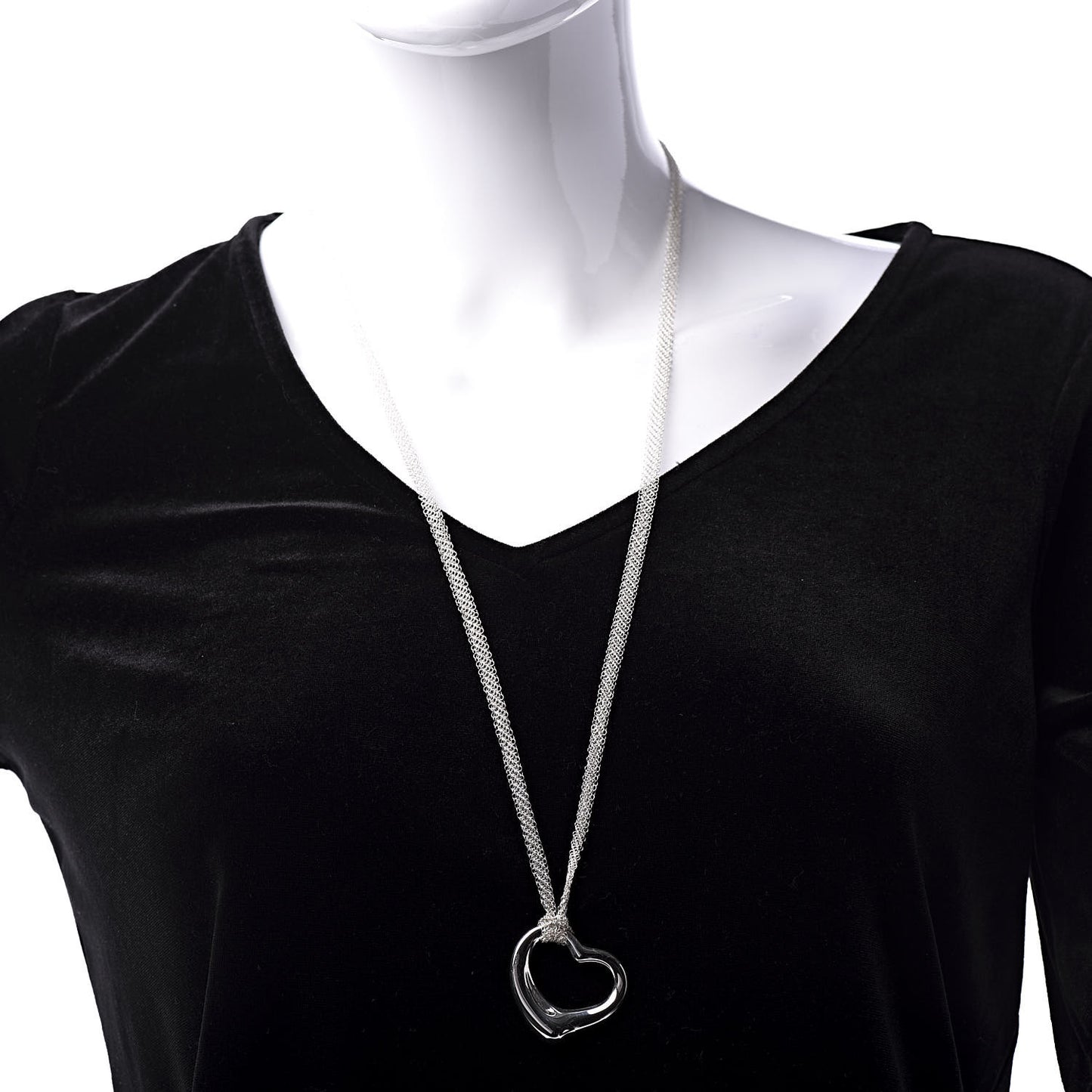 Sterling Silver 36mm Elsa Perretti Open Heart Mesh Necklace