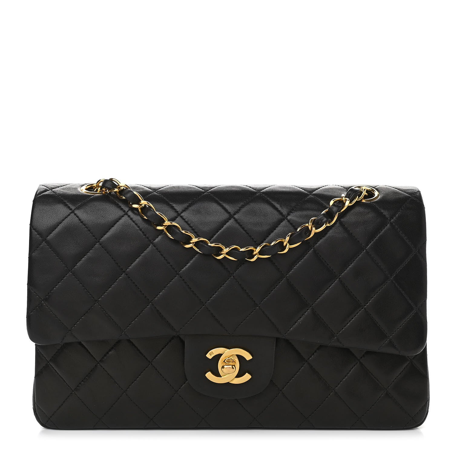 Chanel Lambskin Quilted Medium Double Flap Black 1 of 10
