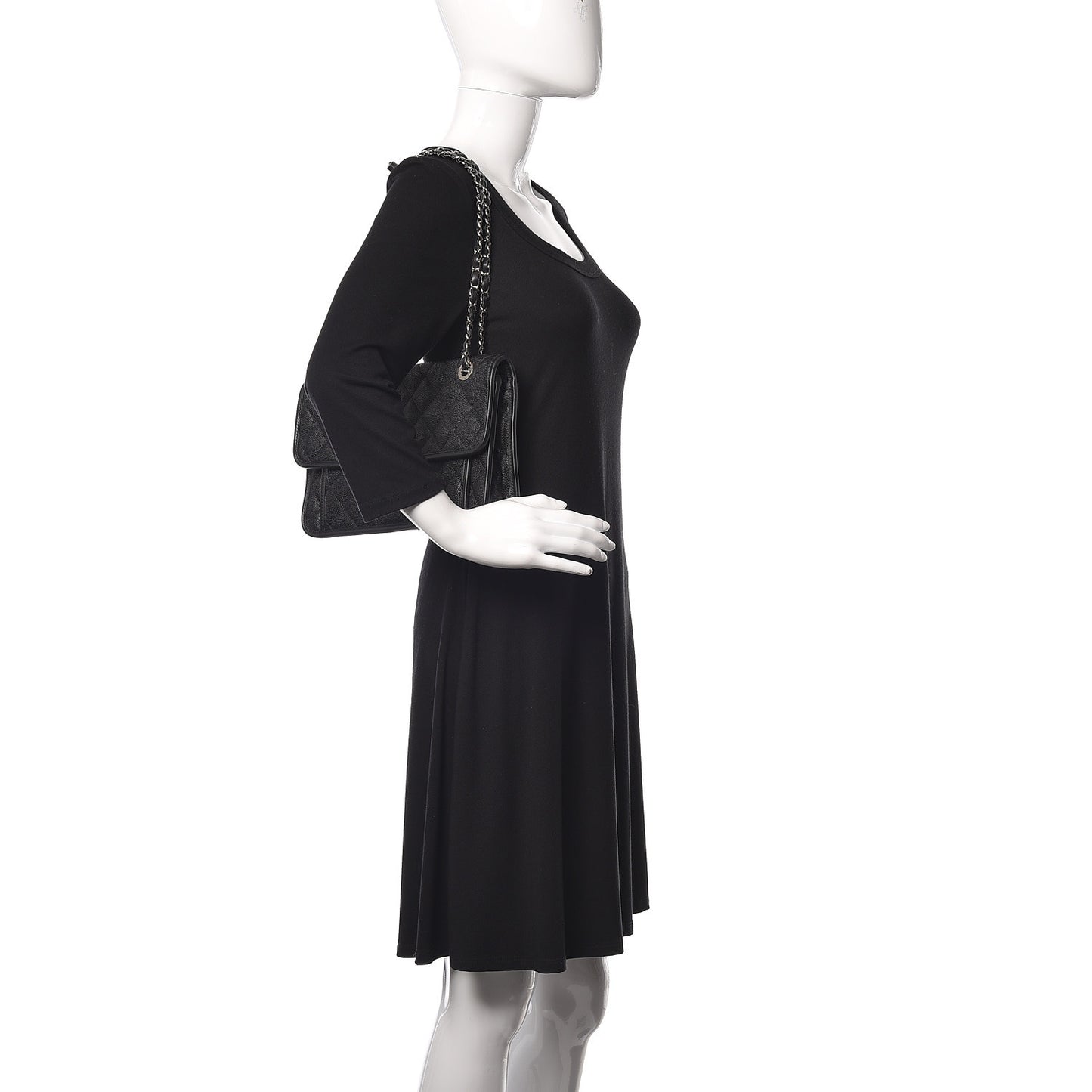 Caviar Quilted Medium French Riviera Flap Black