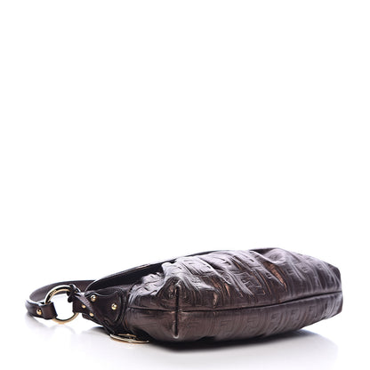 Fendi Metallic Calfskin FF Embossed Small Chef Shoulder Bag Bronze 4 of 12