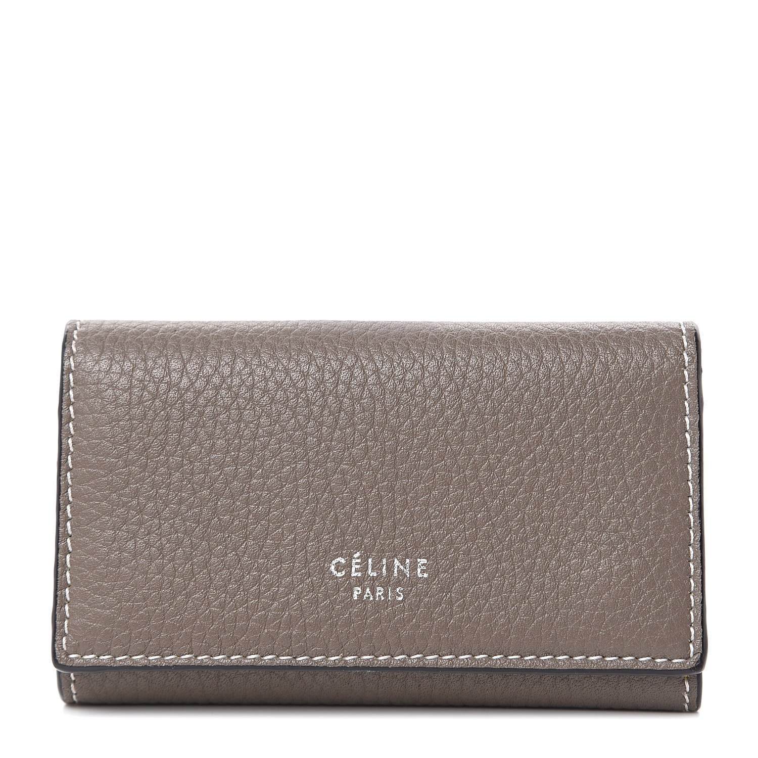 Celine Drummed Calfskin Key Case Souris 1 of 8