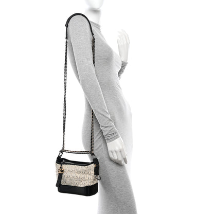 Chanel Tweed Calfskin Quilted Small Gabrielle Hobo Ivory Black 2 of 11