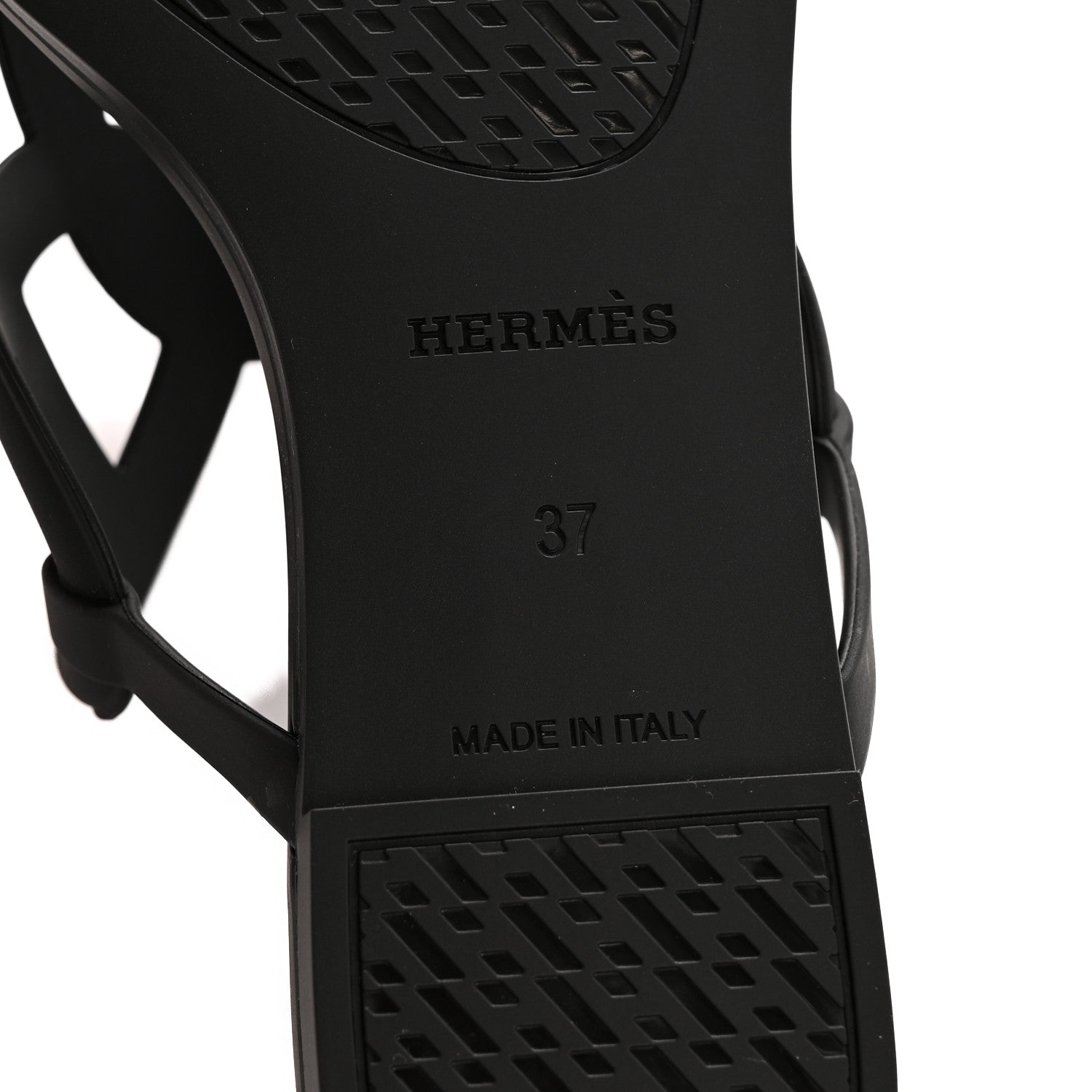 Hermes Rubber Womens Egerie Sandals 37 Black 7 of 10
