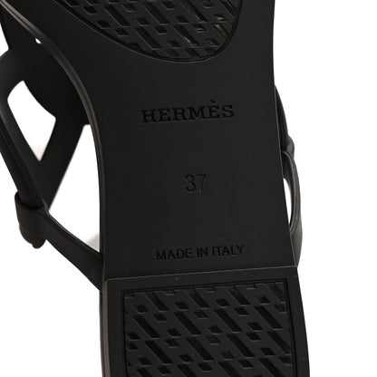 Hermes Rubber Womens Egerie Sandals 37 Black 7 of 10