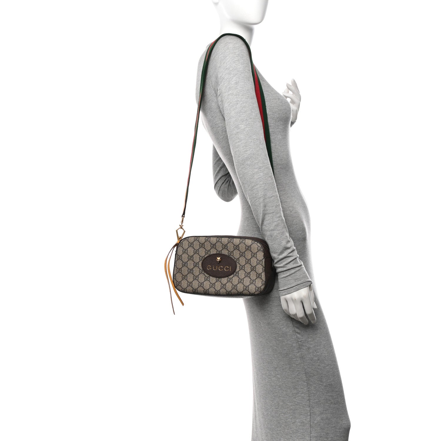 Gucci GG Supreme Monogram Web Neo Vintage Shoulder Bag Beige New Acero Crop 2 of 10