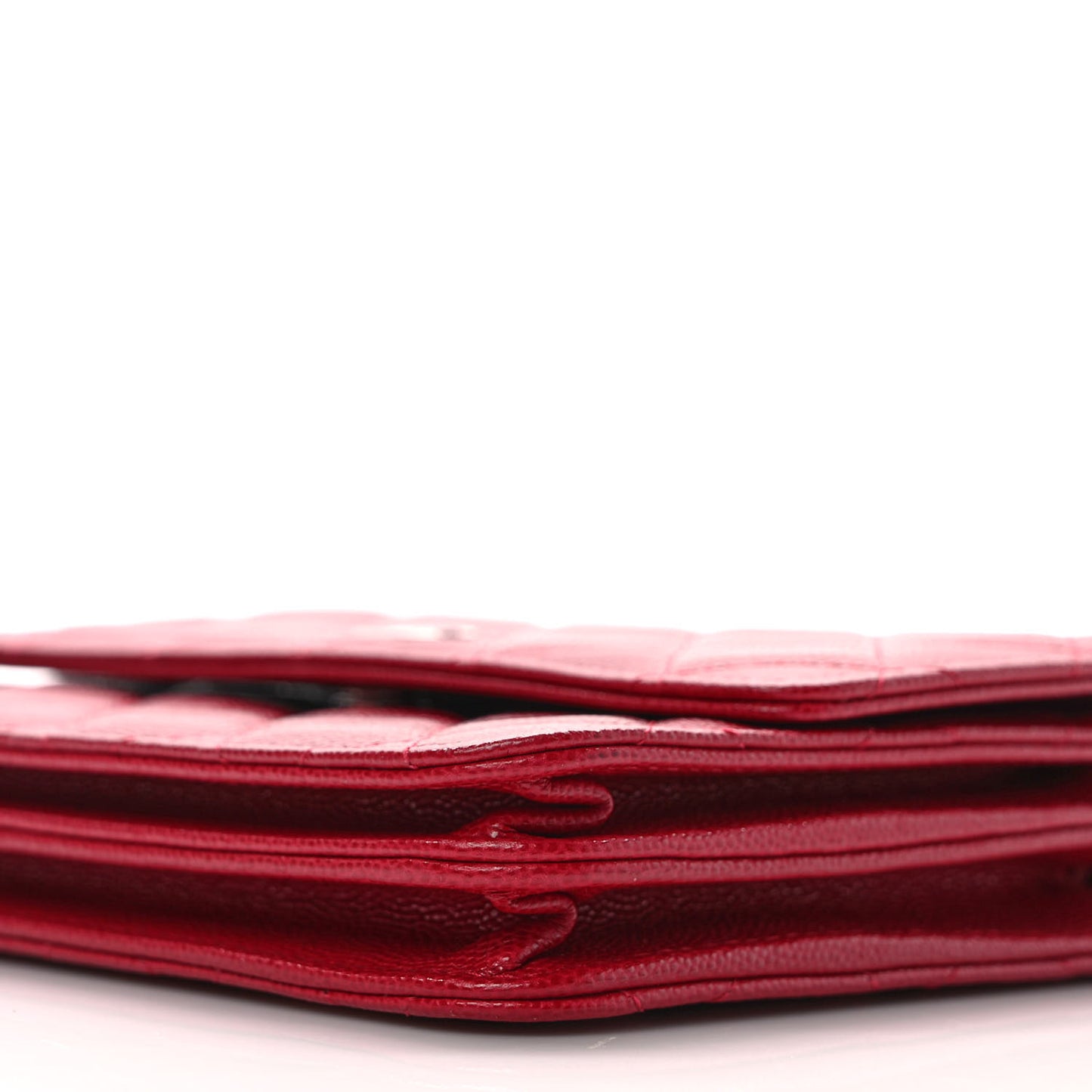 Caviar Quilted Square Wallet On Chain WOC Dark Pink