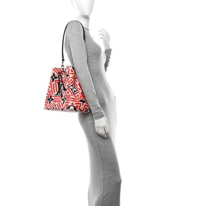 Louis Vuitton Monogram Giant Crafty NeoNoe MM Creme Rouge Black 2 of 9