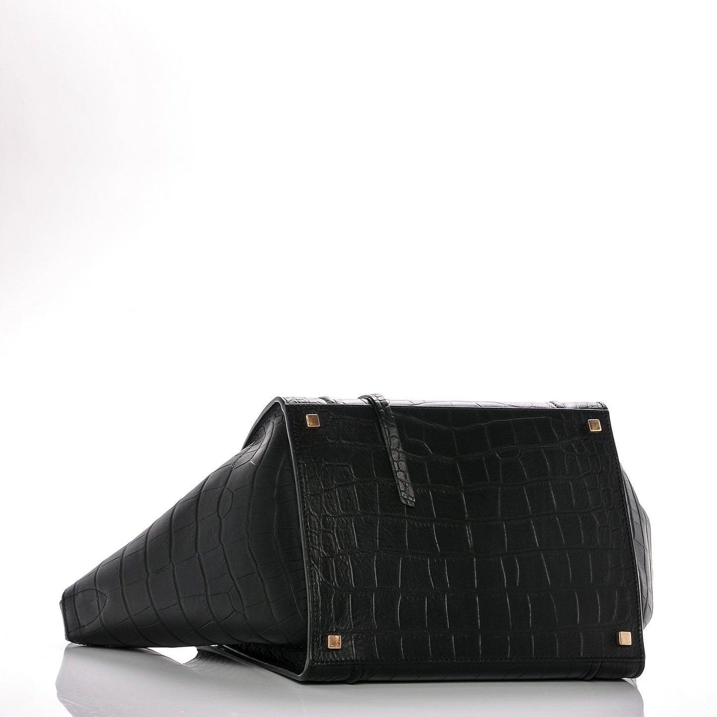 Crocodile Embossed Calfskin Medium Phantom Luggage Black