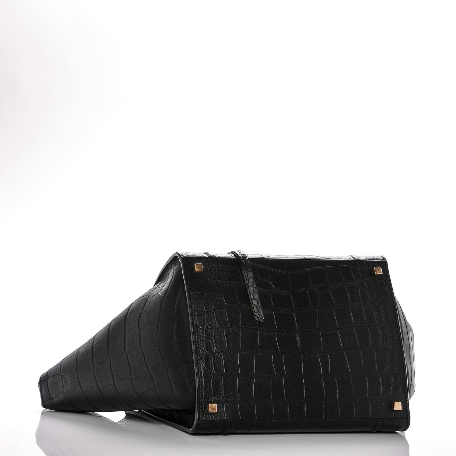 Celine Crocodile Embossed Calfskin Medium Phantom Luggage Black 4 of 6