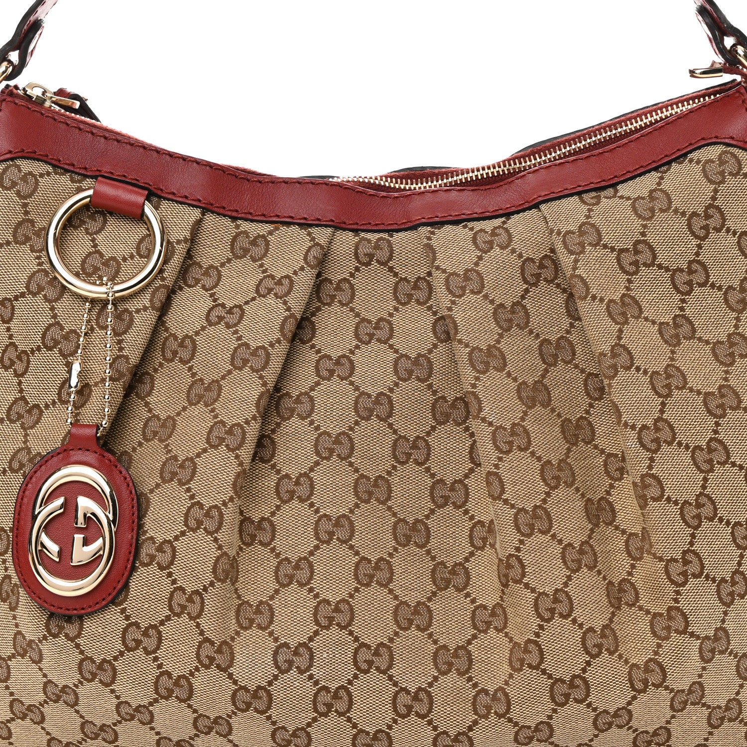 Gucci Monogram Medium Sukey Hobo Red 7 of 13