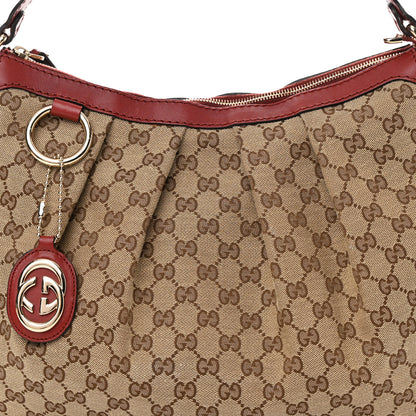 Gucci Monogram Medium Sukey Hobo Red 7 of 13