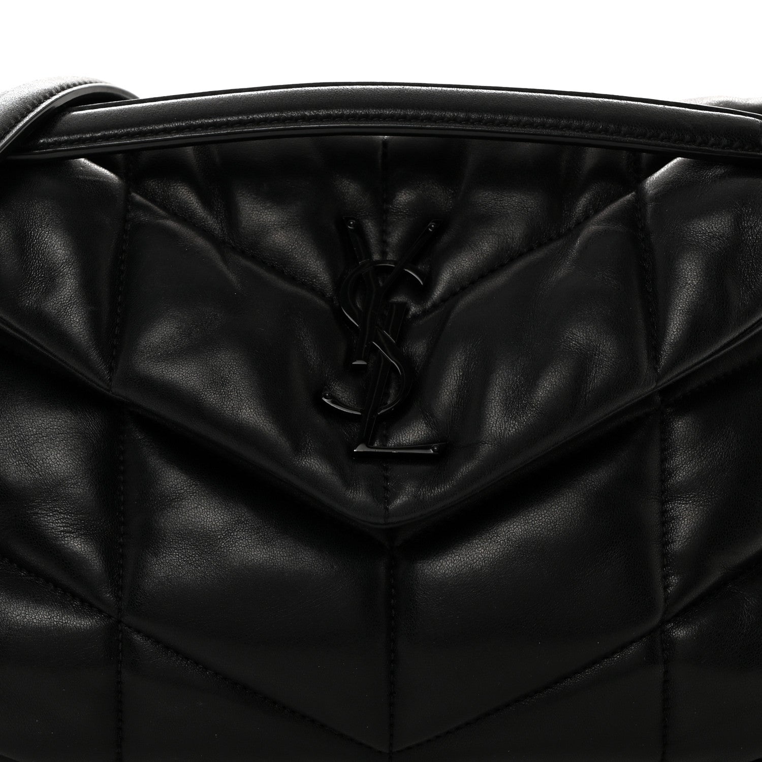 Saint Laurent Lambskin Quilted Monogram Monochrome Small Loulou Puffer Chain Satchel Black 8 of 10