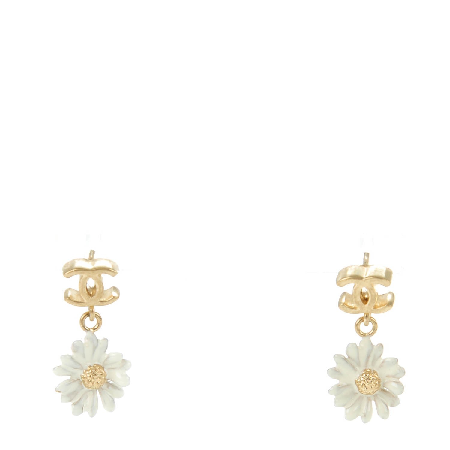 Chanel Flower CC Dangle Earrings Gold 1 of 5