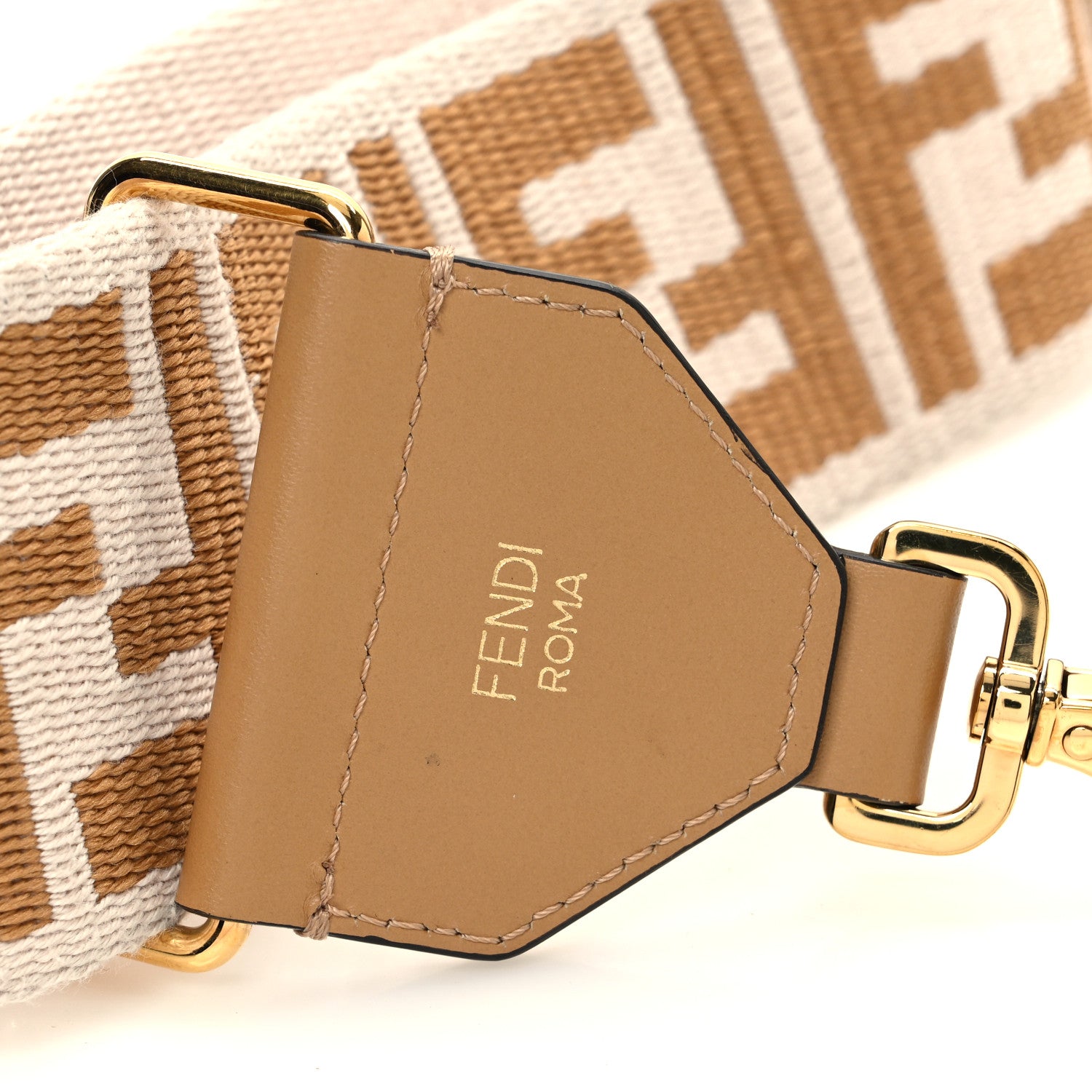 Fendi Ribbon Vitello King FF 1974 Adjustable Strap You Poudre Cuoio Miele Scuro 3 of 4