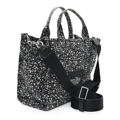 Marc Jacobs Cotton Canvas Floral Print Medium The Traveler Tote Bag Black 3 of 11