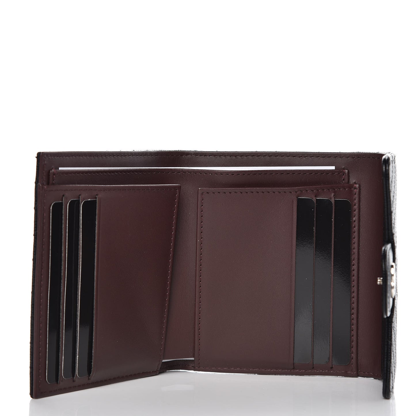 Caviar Chevron Quilted Compact Flap Wallet Black