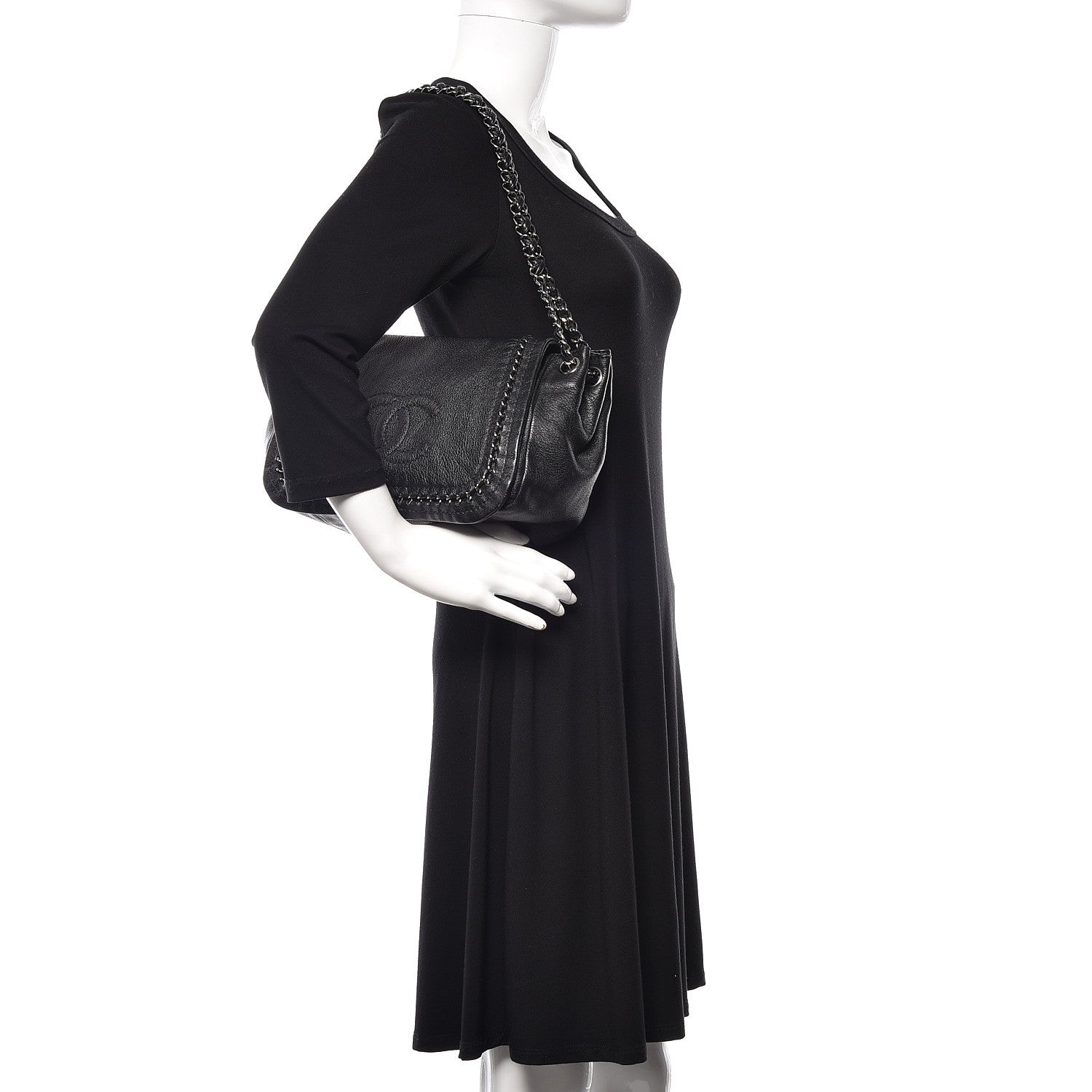Chanel Metallic Goatskin Luxe Ligne Flap Black 2 of 11