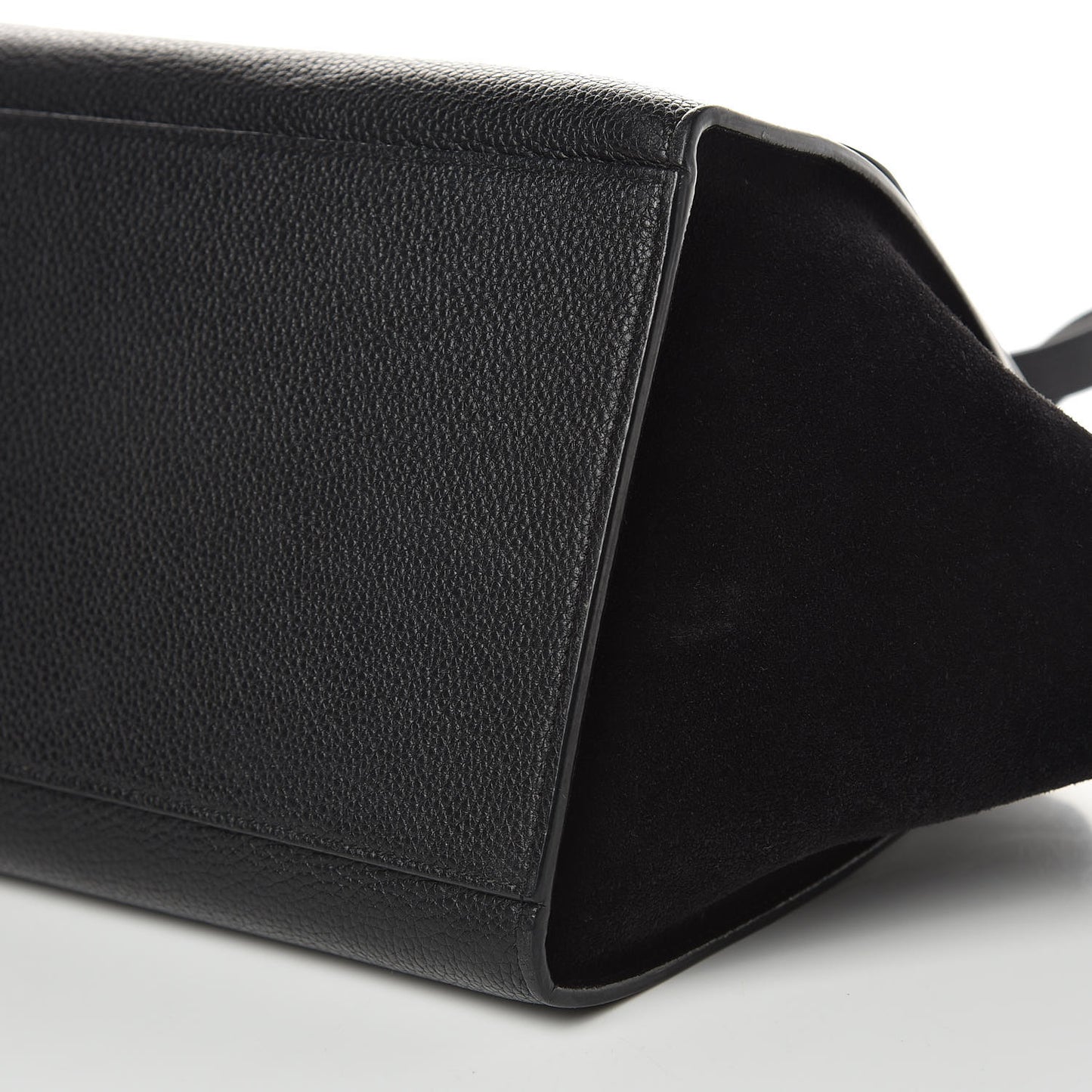 Drummed Calfskin Suede Small Trapeze Black