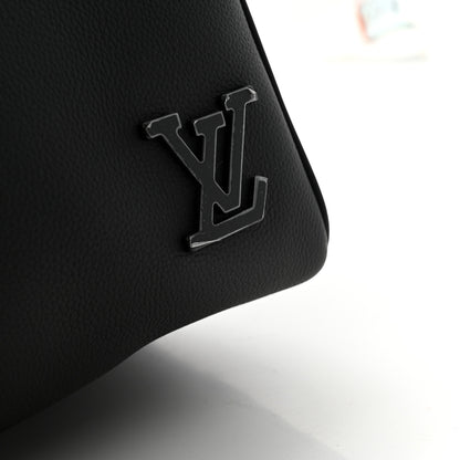 Louis Vuitton Grained Calfskin Aerogram Keepall Bandouliere 40 Black 10 of 11