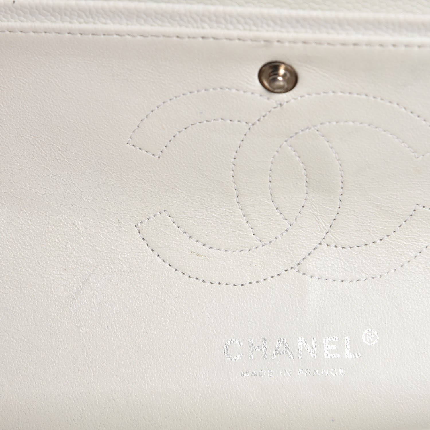 Chanel Washed Caviar Quilted Medium Double Flap White 9 of 11