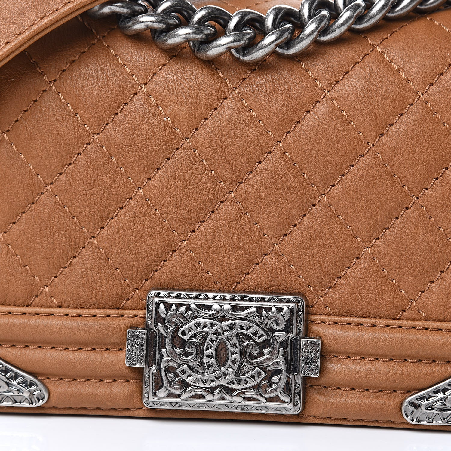 Chanel Calfskin Quilted Metal Embellished Paris Dallas Small Boy Flap Beige 16 of 16